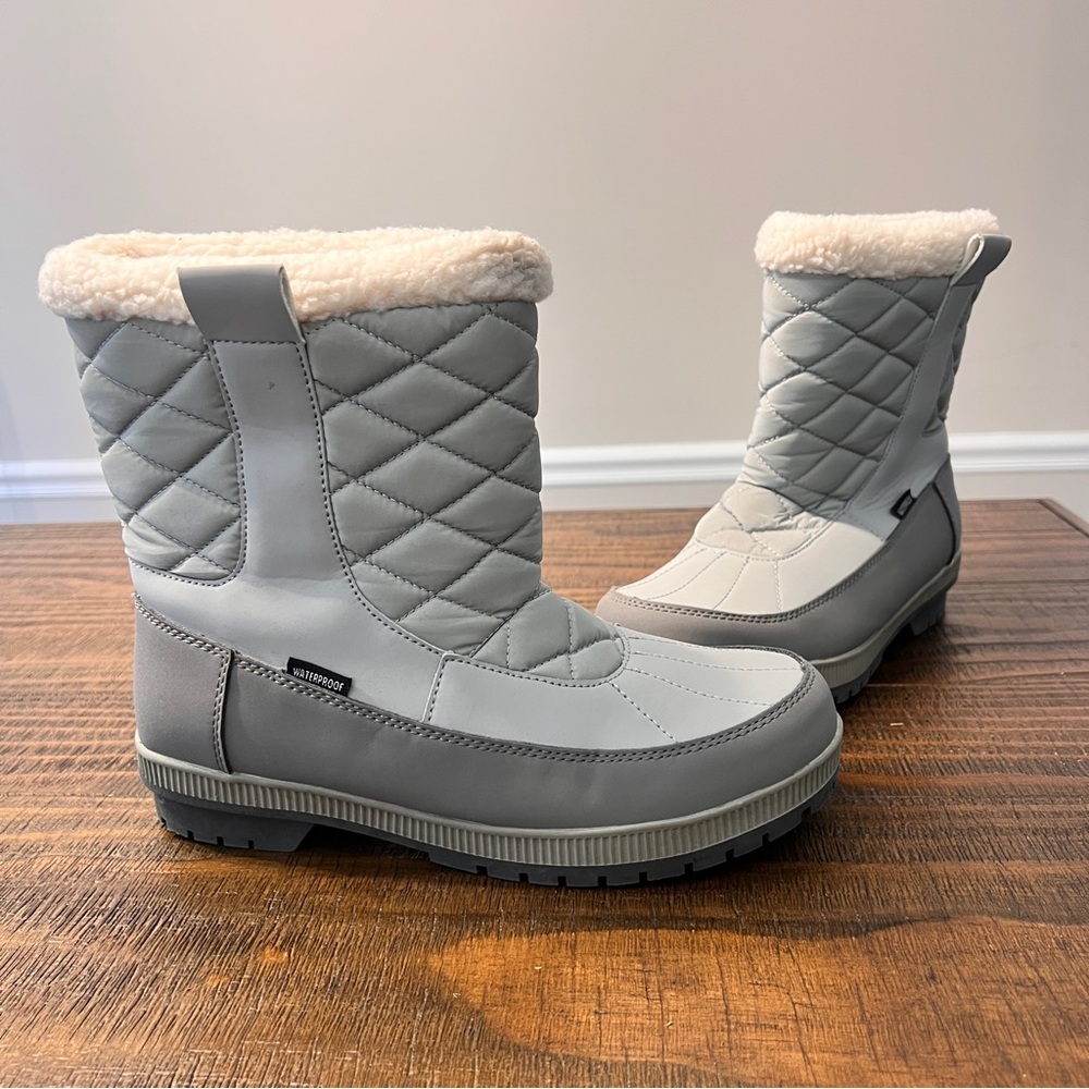 Magellan Outdoors Gray and White Quilted Winter Boots